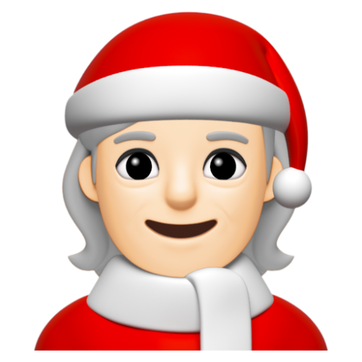 Emoji Bà già Noel: màu da sáng 🧑🏻‍🎄 dạng 3D