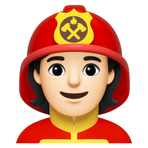 Emoji Lính cứu hỏa: màu da sáng 🧑🏻‍🚒 dạng 3D