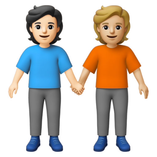 Emoji Hai người nắm tay: màu da sáng, màu da sáng trung bình 🧑🏻‍🤝‍🧑🏼 dạng 3D