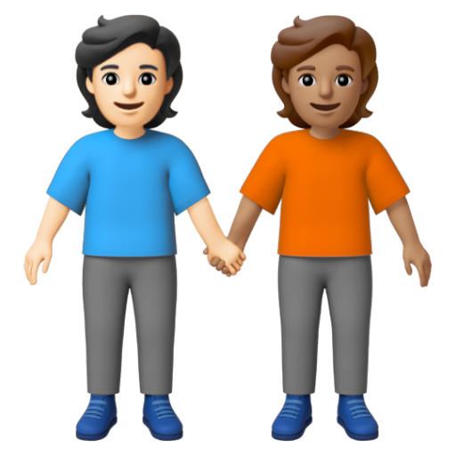 Emoji Hai người nắm tay: màu da sáng, màu da trung bình 🧑🏻‍🤝‍🧑🏽 dạng 3D