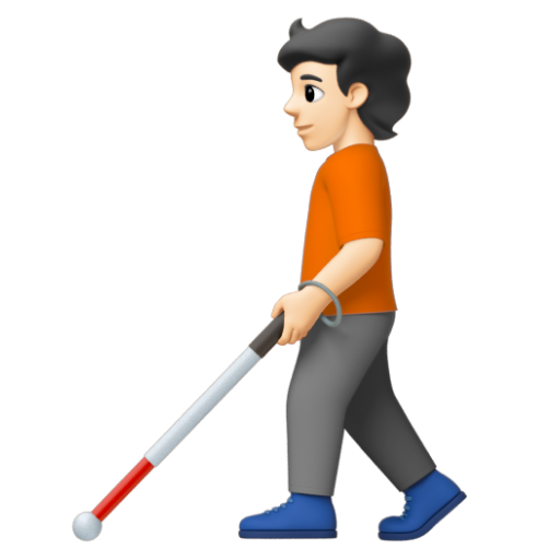 Emoji Người với gậy dò đường: màu da sáng 🧑🏻‍🦯 dạng 3D