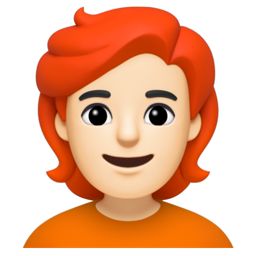 Emoji Người: màu da sáng, tóc đỏ 🧑🏻‍🦰 dạng 3D
