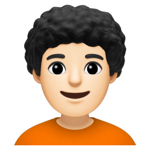 Emoji Người: màu da sáng, tóc xoăn 🧑🏻‍🦱 dạng 3D