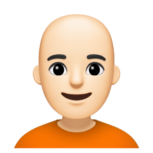 Emoji Người: màu da sáng, hói 🧑🏻‍🦲 dạng 3D