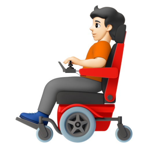 Emoji Người trên xe lăn điện: màu da sáng 🧑🏻‍🦼 dạng 3D