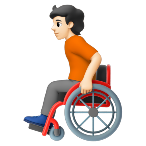 Emoji Người trên xe lăn tay: màu da sáng 🧑🏻‍🦽 dạng 3D