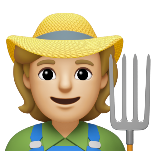 Emoji Nông dân: màu da sáng trung bình 🧑🏼‍🌾 dạng 3D