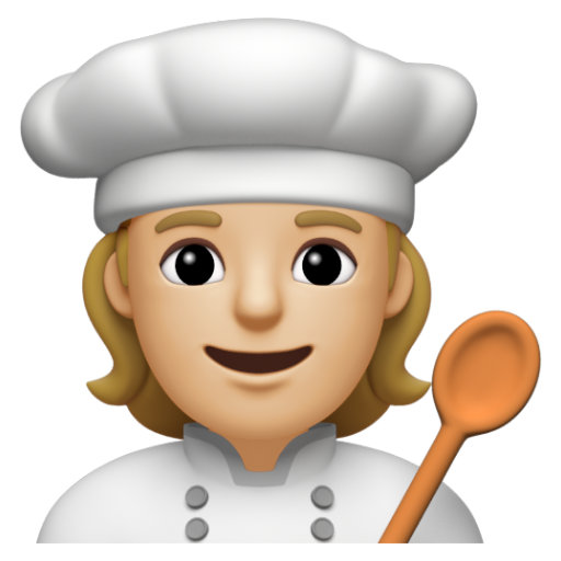 Emoji Đầu bếp: màu da sáng trung bình 🧑🏼‍🍳 dạng 3D