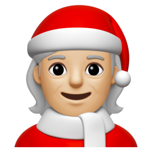 Emoji Bà già Noel: màu da sáng trung bình 🧑🏼‍🎄 dạng 3D