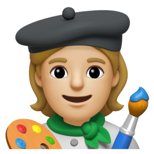 Emoji Họa sĩ: màu da sáng trung bình 🧑🏼‍🎨 dạng 3D