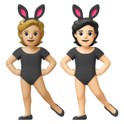 Emoji Những người đeo tai thỏ: màu da sáng trung bình, màu da sáng 🧑🏼‍🐰‍🧑🏻 dạng 3D
