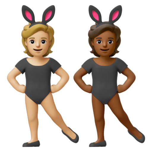 Emoji Những người đeo tai thỏ: màu da sáng trung bình, màu da tối trung bình 🧑🏼‍🐰‍🧑🏾 dạng 3D