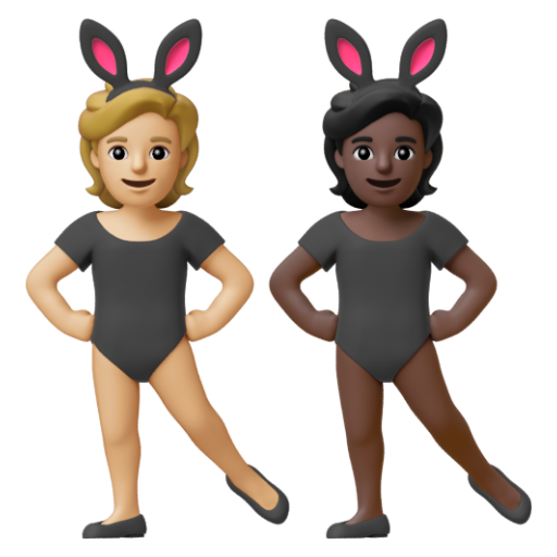 Emoji Những người đeo tai thỏ: màu da sáng trung bình, màu da tối 🧑🏼‍🐰‍🧑🏿 dạng 3D