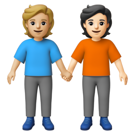 Emoji Hai người nắm tay: màu da sáng trung bình, màu da sáng 🧑🏼‍🤝‍🧑🏻 dạng 3D