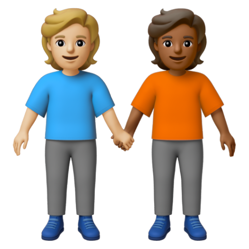 Emoji Hai người nắm tay: màu da sáng trung bình, màu da tối trung bình 🧑🏼‍🤝‍🧑🏾 dạng 3D