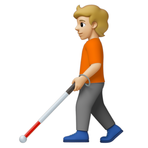 Emoji Người với gậy dò đường: màu da sáng trung bình 🧑🏼‍🦯 dạng 3D