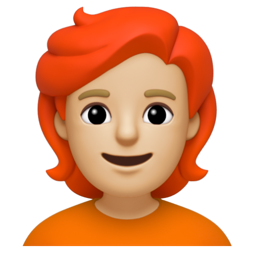 Emoji Người: màu da sáng trung bình, tóc đỏ 🧑🏼‍🦰 dạng 3D