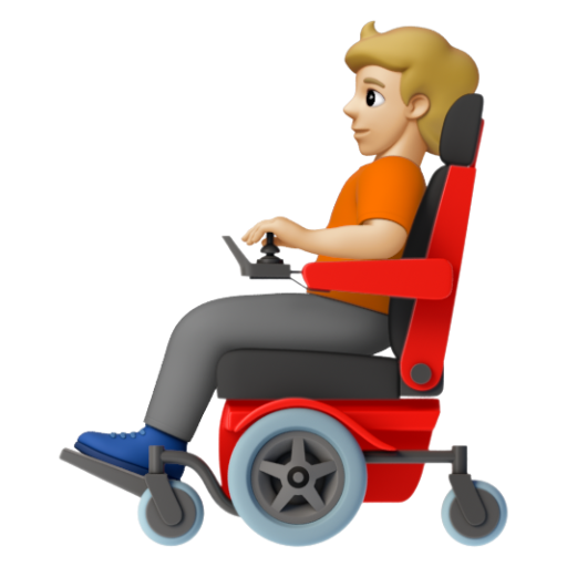 Emoji Người trên xe lăn điện: màu da sáng trung bình 🧑🏼‍🦼 dạng 3D