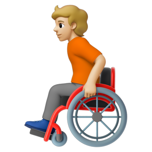 Emoji Người trên xe lăn tay: màu da sáng trung bình 🧑🏼‍🦽 dạng 3D