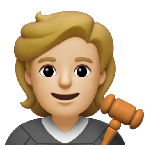 Emoji Thẩm phán: màu da sáng trung bình 🧑🏼‍⚖ dạng 3D