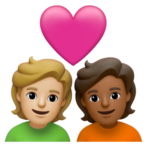 Emoji Cặp đôi với trái tim: người, người, màu da sáng trung bình, màu da tối trung bình 🧑🏼‍❤‍🧑🏾 dạng 3D