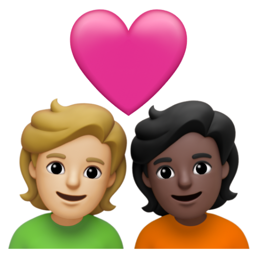 Emoji Cặp đôi với trái tim: người, người, màu da sáng trung bình, màu da tối 🧑🏼‍❤‍🧑🏿 dạng 3D