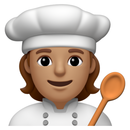 Emoji Đầu bếp: màu da trung bình 🧑🏽‍🍳 dạng 3D