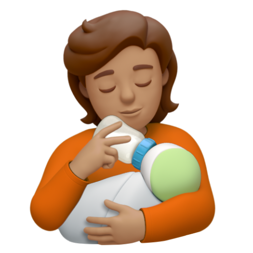 Emoji Người cho em bé bú: màu da trung bình 🧑🏽‍🍼 dạng 3D