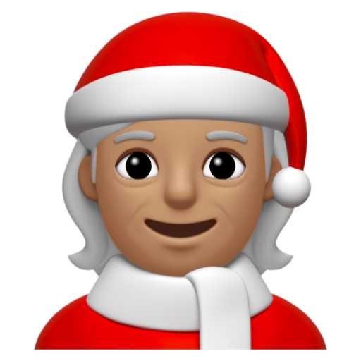Emoji Bà già Noel: màu da trung bình 🧑🏽‍🎄 dạng 3D