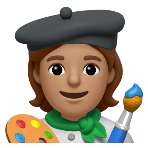 Emoji Họa sĩ: màu da trung bình 🧑🏽‍🎨 dạng 3D