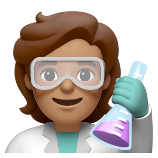 Emoji Nhà khoa học: màu da trung bình 🧑🏽‍🔬 dạng 3D
