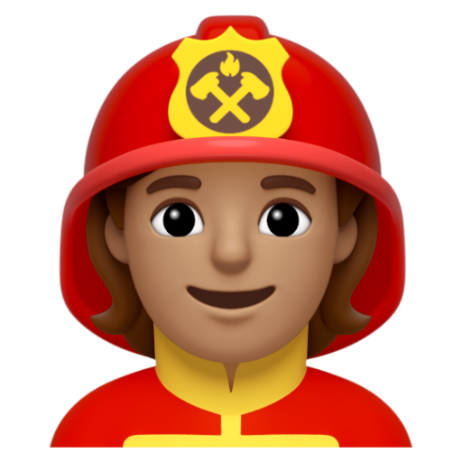 Emoji Lính cứu hỏa: màu da trung bình 🧑🏽‍🚒 dạng 3D