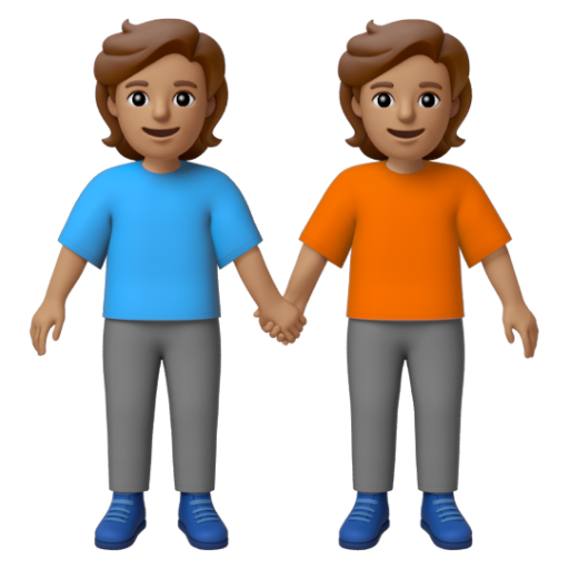 Emoji Hai người nắm tay: màu da trung bình 🧑🏽‍🤝‍🧑🏽 dạng 3D