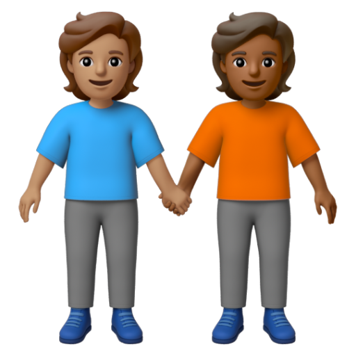 Emoji Hai người nắm tay: màu da trung bình, màu da tối trung bình 🧑🏽‍🤝‍🧑🏾 dạng 3D