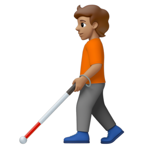 Emoji Người với gậy dò đường: màu da trung bình 🧑🏽‍🦯 dạng 3D