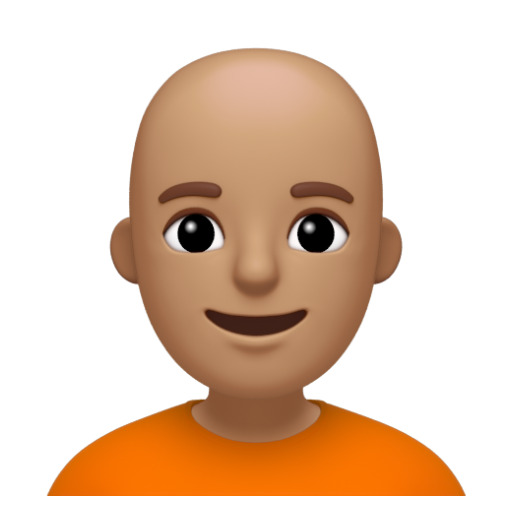 Emoji Người: màu da trung bình, hói 🧑🏽‍🦲 dạng 3D