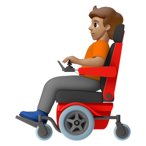 Emoji Người trên xe lăn điện: màu da trung bình 🧑🏽‍🦼 dạng 3D
