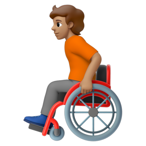 Emoji Người trên xe lăn tay: màu da trung bình 🧑🏽‍🦽 dạng 3D