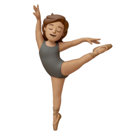 Emoji Vũ công ba lê: màu da trung bình 🧑🏽‍🩰 dạng 3D