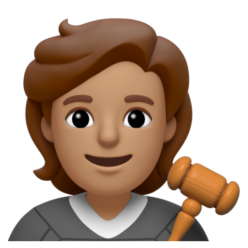 Emoji Thẩm phán: màu da trung bình 🧑🏽‍⚖ dạng 3D