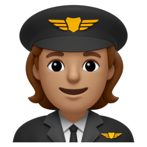 Emoji Phi công: màu da trung bình 🧑🏽‍✈ dạng 3D