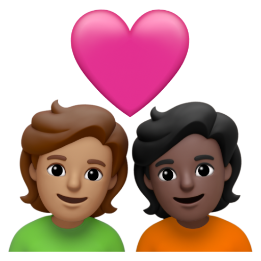Emoji Cặp đôi với trái tim: người, người, màu da trung bình, màu da tối 🧑🏽‍❤‍🧑🏿 dạng 3D
