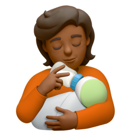 Emoji Người cho em bé bú: màu da tối trung bình 🧑🏾‍🍼 dạng 3D