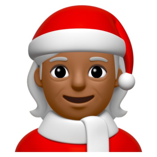Emoji Bà già Noel: màu da tối trung bình 🧑🏾‍🎄 dạng 3D