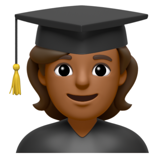 Emoji Sinh viên: màu da tối trung bình 🧑🏾‍🎓 dạng 3D