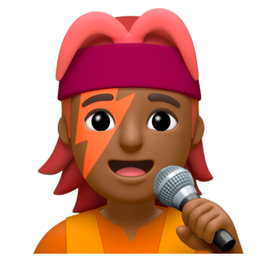 Emoji Ca sĩ: màu da tối trung bình 🧑🏾‍🎤 dạng 3D