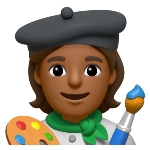 Emoji Họa sĩ: màu da tối trung bình 🧑🏾‍🎨 dạng 3D