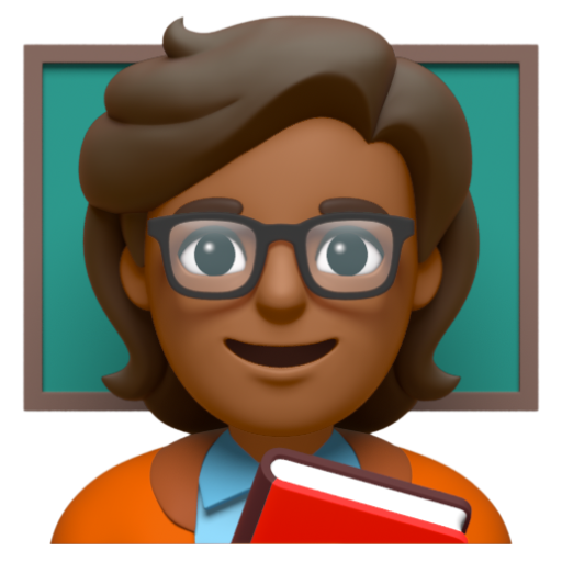 Emoji Giáo viên: màu da tối trung bình 🧑🏾‍🏫 dạng 3D