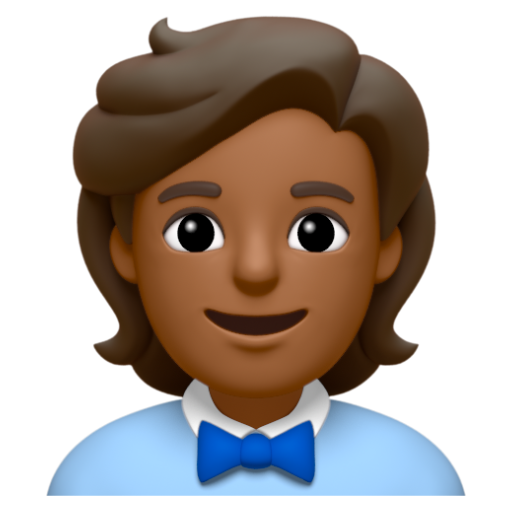 Emoji Nhân viên văn phòng: màu da tối trung bình 🧑🏾‍💼 dạng 3D