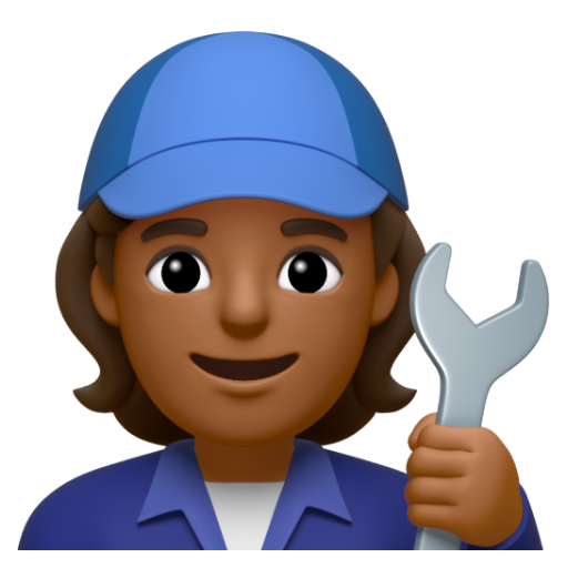 Emoji Thợ máy: màu da tối trung bình 🧑🏾‍🔧 dạng 3D
